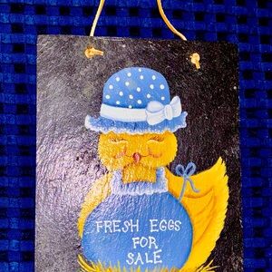 Slate hand painted wall plaque. Cute country design